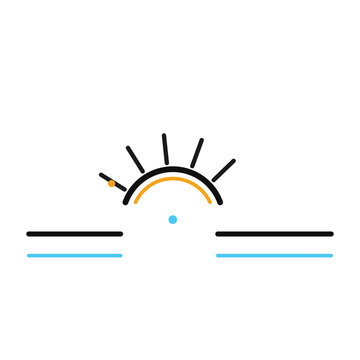 Heliograph Horizon Low Glow minimal sun line art SVG vector