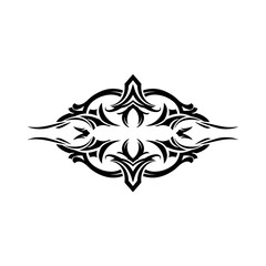 Obraz premium Black and white tribal tattoo design with symmetrical abstract patterns.
