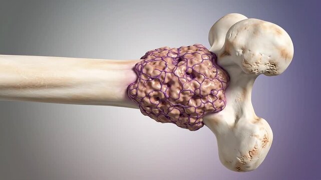Osteosarcoma Bone Cancer &ndash; Medical 3D Visualization of Malignant Bone Tumor in Human Long Bone
