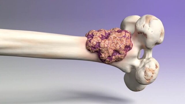 Osteosarcoma Bone Cancer &ndash; Medical 3D Visualization of Malignant Bone Tumor in Human Long Bone
