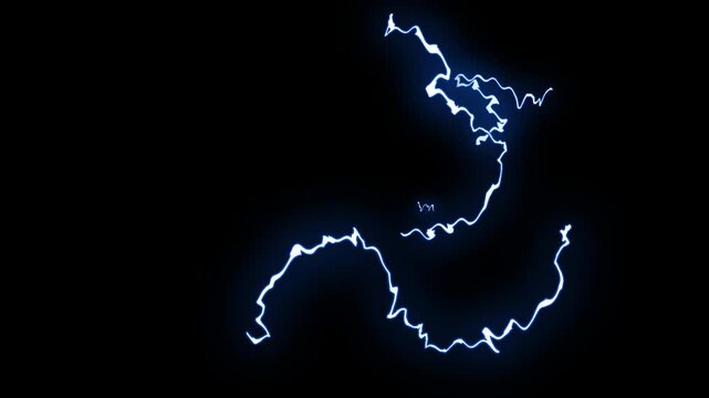 Powerful lightning striking on a black screen chroma key background, blue lightning bolt, Strong thunder lightning animated overlay, transparent 4K video, alpha channe.4k animation