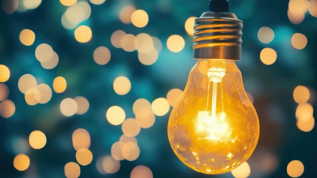 A close up shot of a light bulb with a blurry background