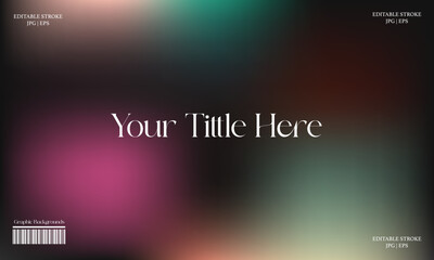 Abstract blurred gradient background pink green orange black tones digital design template with editable text projects