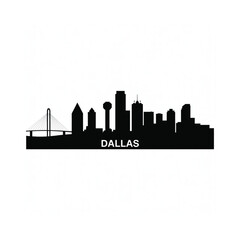 Fototapeta premium A striking black silhouette of the dallas skyline with prominent landmarks