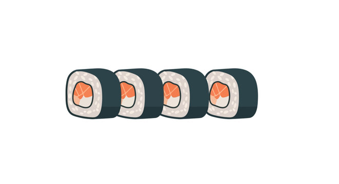 Fresh Salmon Sushi Rolls on White Background - Delicious Japanese Food