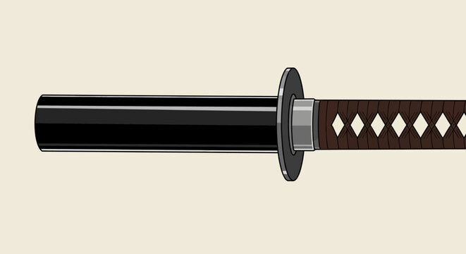 Close-up of a Japanese Katana Sword Hilt and Handle