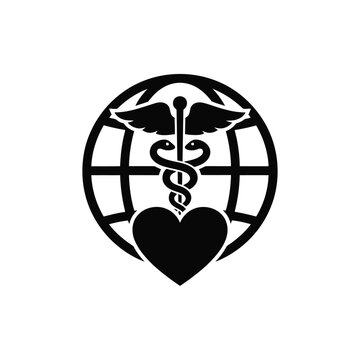 Medical symbol with a heart on a globe background 1 (67).eps illustration