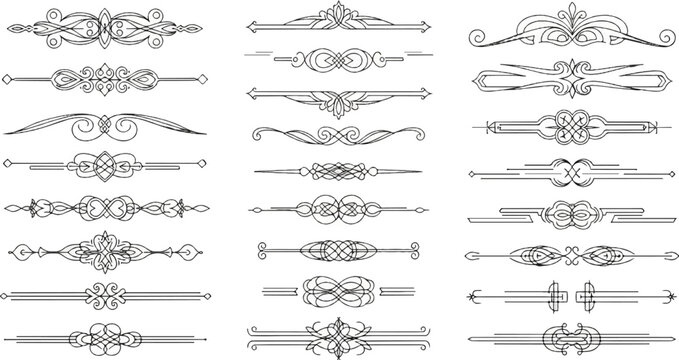 Ornate decorative line dividers and ornaments in classic styles
