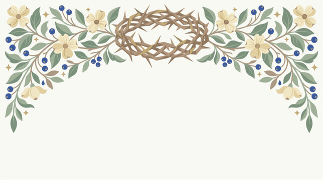Floral Crown of Thorns Easter Spring Banner