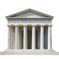 Fototapeta premium Ancient greek temple facade with doric columns isolated on a transparent background