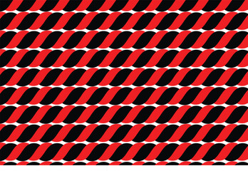 Seamless vector pattern featuring alternating red and black twisted rope segments creating a dynamic, repetitive diagonal stripe design on a white background, ideal for textile, web © Dipankar
