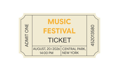 Ticket template on white background.