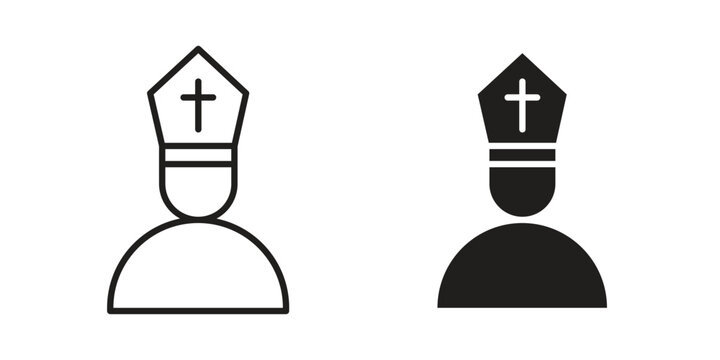 Pope icon. Simple linear element illustration. Thin stroke sign can be used for web, mobile and UI.