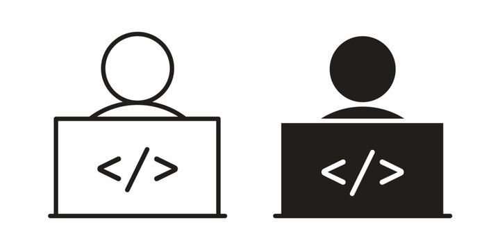 Programmer icon. Simple linear element illustration. Thin stroke sign can be used for web, mobile and UI.
