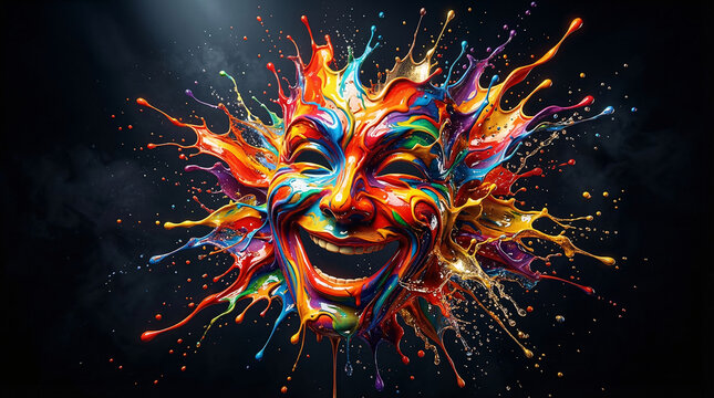 April Fools Day Laughing Mask with Colorful Powder Explosion