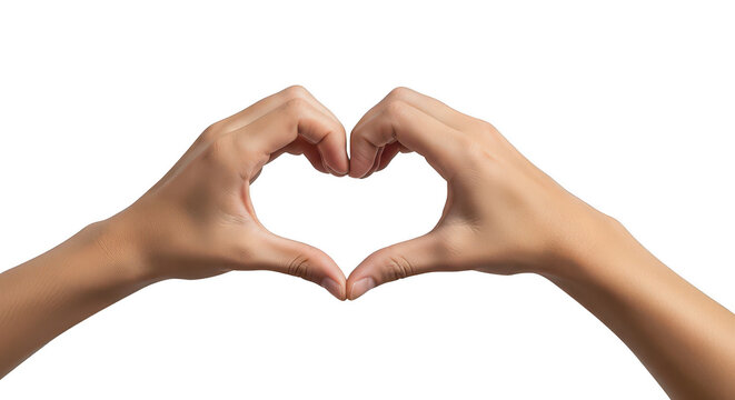 Hands making a heart shape isolated on transparent background