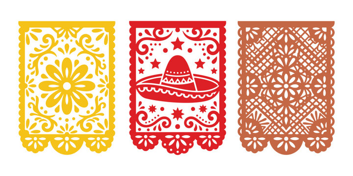 Papel Picado Mexican Banners Cinco De Mayo Celebration Festive Design