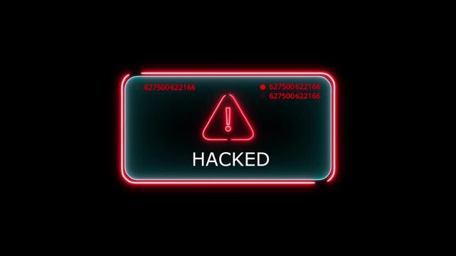 haked Alert. Warning security breach computer hacking warning message hacked Warning symbol on the screen privacy protection data hacking malware virus Danger sign. 4k