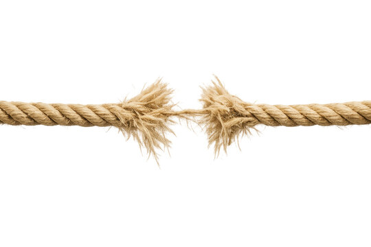 Fraying rope reaching breaking point under tension