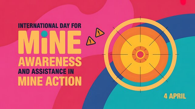 International day for mine awareness and assistance, warning signs and target graphic, mine action