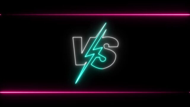 Neon VS versus bars neon animated versus icon VS versus bars icons on black background, 4k video