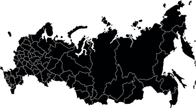 Russia Political Map Vector with Administrative Divisions and Regional Borders