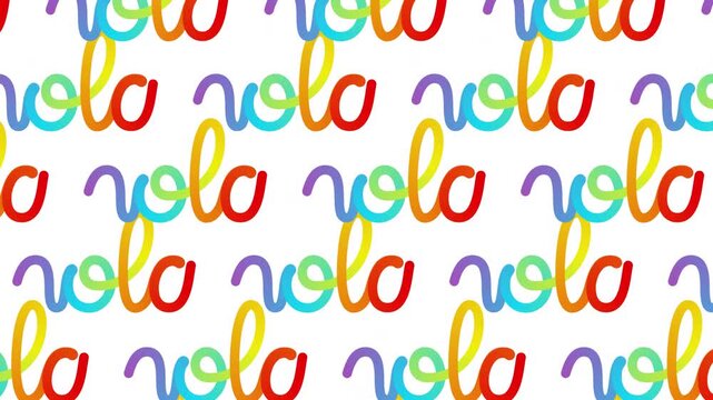 Colorful hola word endless loop typography pattern with curved ribbon stroke lettering forming playful greeting backdrop isolated on transparent background with vibrant rainbow gradient
