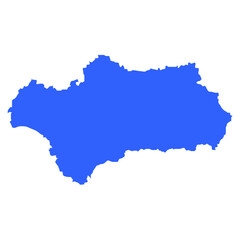 Fototapeta premium Blue Silhouette Map of Andalusia, Spain