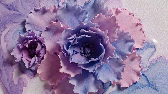 A closeup of a blooming purple carnation flower with violet petals floating in water creates a beautiful spring floral display highlighting the natural color of this garden plant blossom