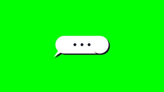 Animated chat and comment bubble elements on a vibrant green screen designed for versatile video editing projects, enabling seamless integration of