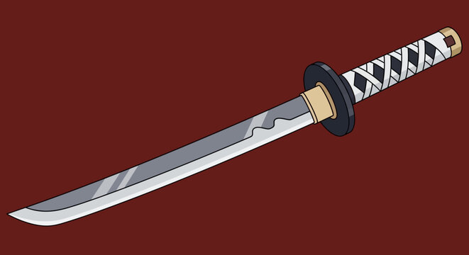 Japanese Katana Sword Illustration, Samurai Weapon, Traditional Blade, Sharp Edge, Cultural Icon