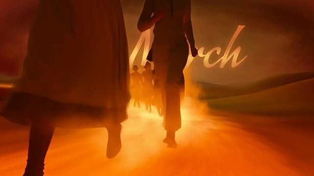 Women's Day Celebration Silhouettes Running