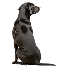 Obraz premium Black Dog Sitting from Behind Viewpoint