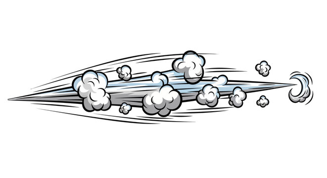 Speed lines and dust clouds, comic book style, motion blur effect