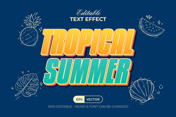 Obraz premium Tropical Summer 3D Text Effect Style. Editable Text Effect.