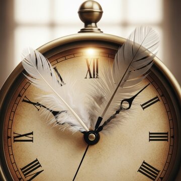 Clock with Feather Hands Delicate feather hands moving frantical