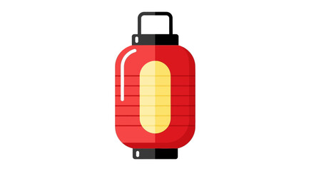 Naklejka premium Red Japanese Lantern with Yellow Oval Center, Isolated on White Background