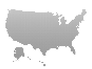 Halftone dot Map of the United states composed of small dots and halftone style vector illustration. © Marjahan