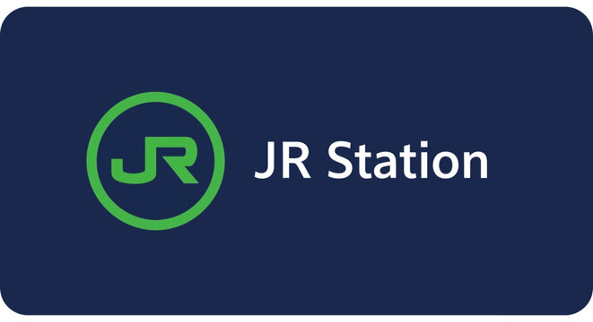JR Station Logo and Text on Dark Blue Background