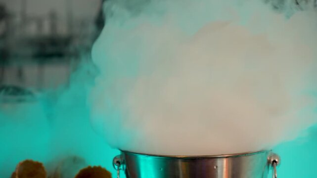 Close-up of artificial smoke moving in the air, atmospheric fog effect, abstract smoke texture, cinematic background with swirling white smoke, studio special effects, slow motion smoke video