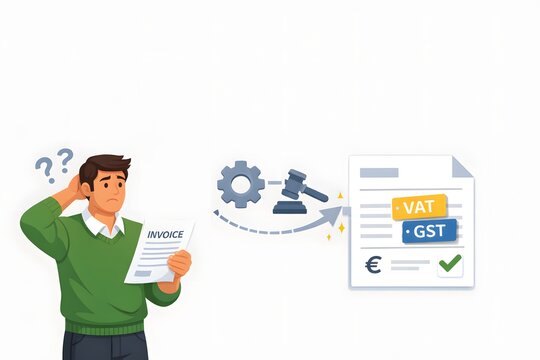 VAT Invoice Compliance Solution Illustration &ndash; Auto Apply VAT/GST System Concept for Business Tax Automation