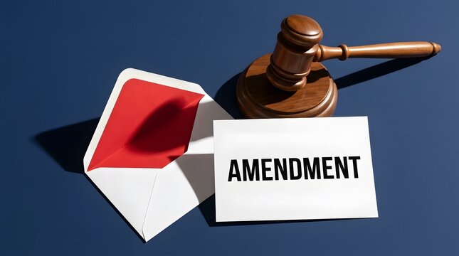 Wooden Judge Gavel with Amendment Card and Envelope