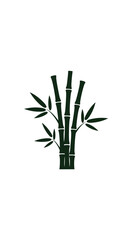 Obraz premium Minimalist Dark Green Bamboo Stalks with Leaves on White Background