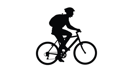 Obraz premium Silhouette of a cyclist riding a mountain bike against a white background