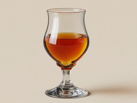 Snifter glass holding amber brandy or whiskey