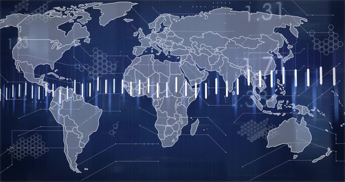 Orange polyline entering left driving bars pulsing and numbers updating showing equator trends