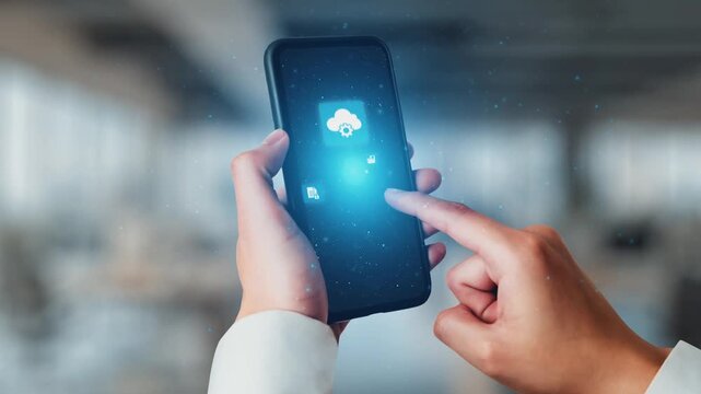 Concept design of managing online documents with cloud storage, digital file management, and secure sharing. Online documents improve workflow, online documents enhance security. Gist