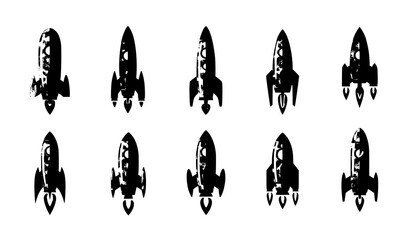 Rocket icon collection vector set with flat spacecraft launch symbols for startup and technology design © Hanif