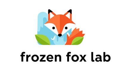 Obraz premium Colorful cartoon fox logo on white background for tech startup branding