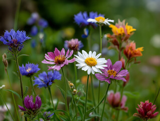 Obraz premium Colorful wildflowers blooming in a meadow 